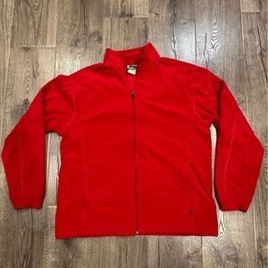 LL Bean Men’s Full Zip Fleece Jacket Light Coat Red Zipper Pockets Size Large